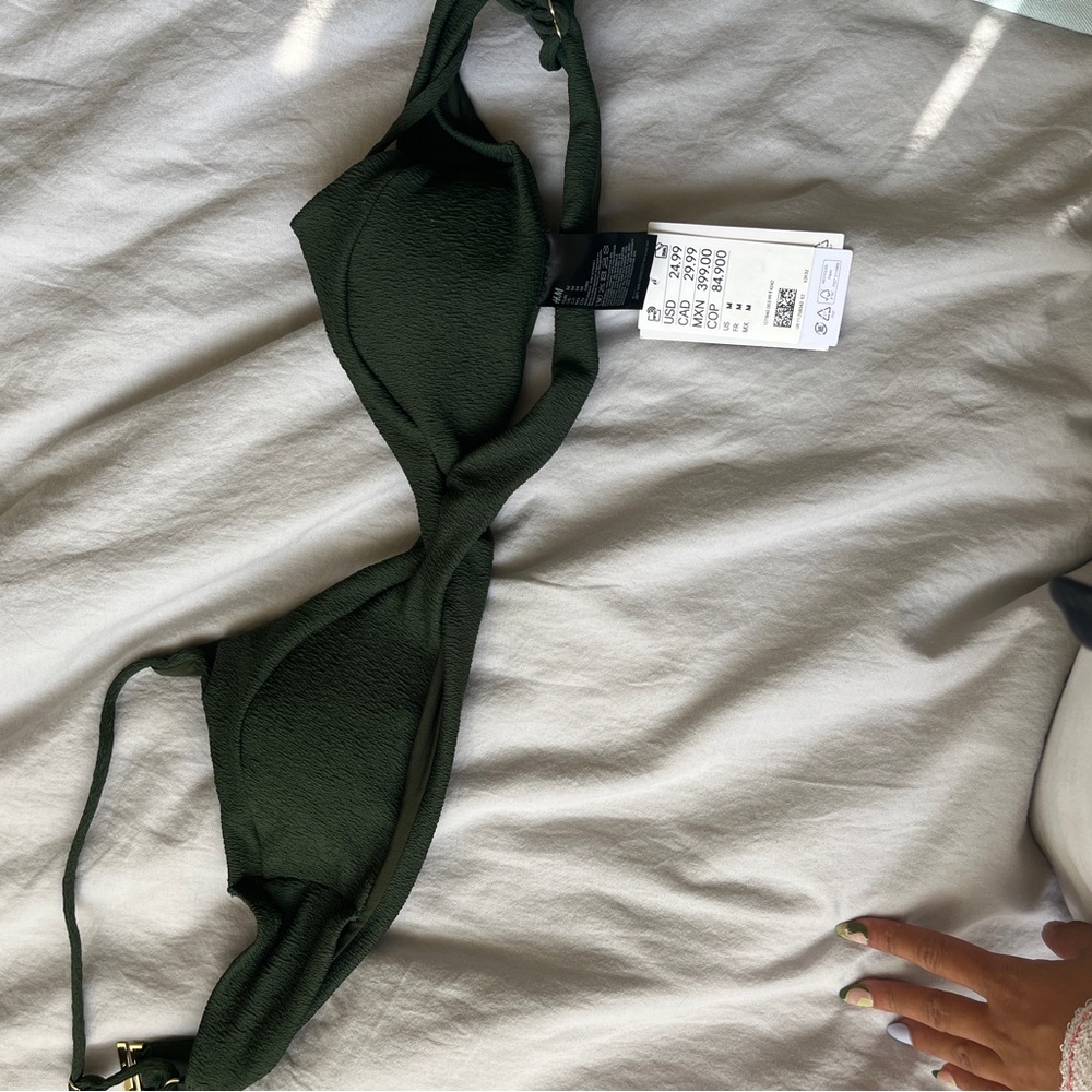 H&M Dark Green Textured Bra